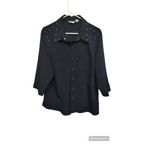 Covington Shirt Womens 20W Black Short Sleeve Western Snap Front 3/4 Sleeve...